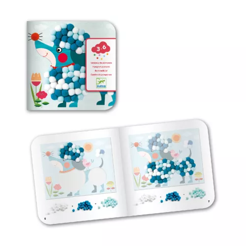 Djeco Pompom-kép készítés - Simogatni való kutyák - Dogs to stroke, 3–5 év, Többszínű