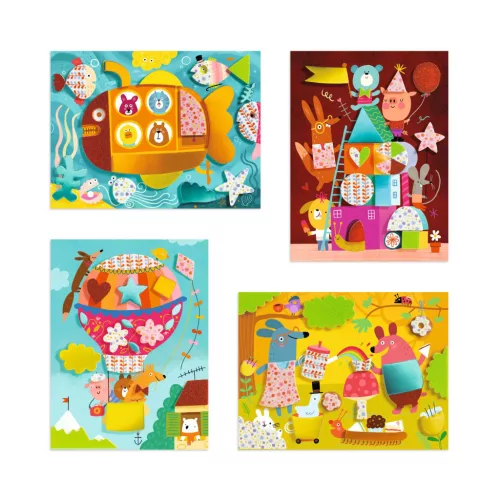 Djeco Kollázs műhely - Mozaikkép készítés kezdetei - Foam fun, 3–5 év, Többszínű