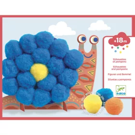 Djeco Pompom-kép készítés - Óriáspompomos állatok - Fluffy animals, 3–5 év, Többszínű