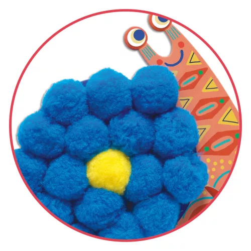 Djeco Pompom-kép készítés - Óriáspompomos állatok - Fluffy animals, 3–5 év, Többszínű