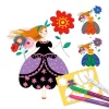 Djeco Színezés és mintakészítés varázsfilccel - Méri szép ruhái - Marie's pretty dresses, 3–5 év, Többszínű
