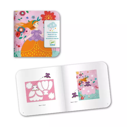 Djeco Színezés és mintakészítés varázsfilccel - Méri szép ruhái - Marie's pretty dresses, 3–5 év, Többszínű