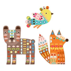 Djeco Kollázs műhely - Mackó, róka, madárka - 3 giant animals, 3–5 év, Többszínű