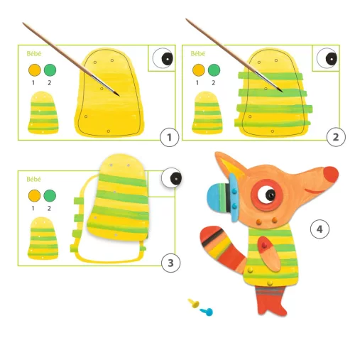 Djeco Művészeti műhely, festés - A róka család, bábok - The fox family, 3–5 év, Többszínű