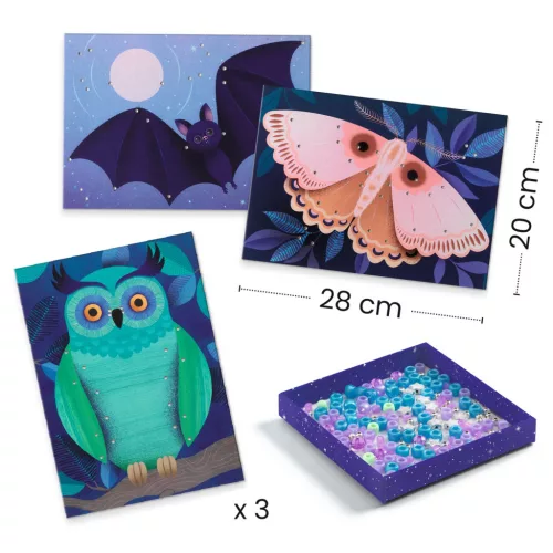 Djeco Fűzős képkészítő - Ragyogás az éjszakában - Light up the night, 3–5 év, Többszínű