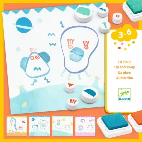 Djeco Kreatív nyomdakészlet - Szörnyikék - Up and away, 3–5 év, Vegyes anyag