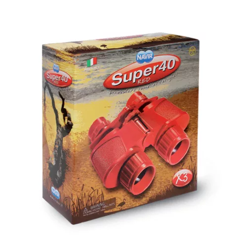 Piros kétcsövű gyerektávcső - Super 40 Red Binocular with Case