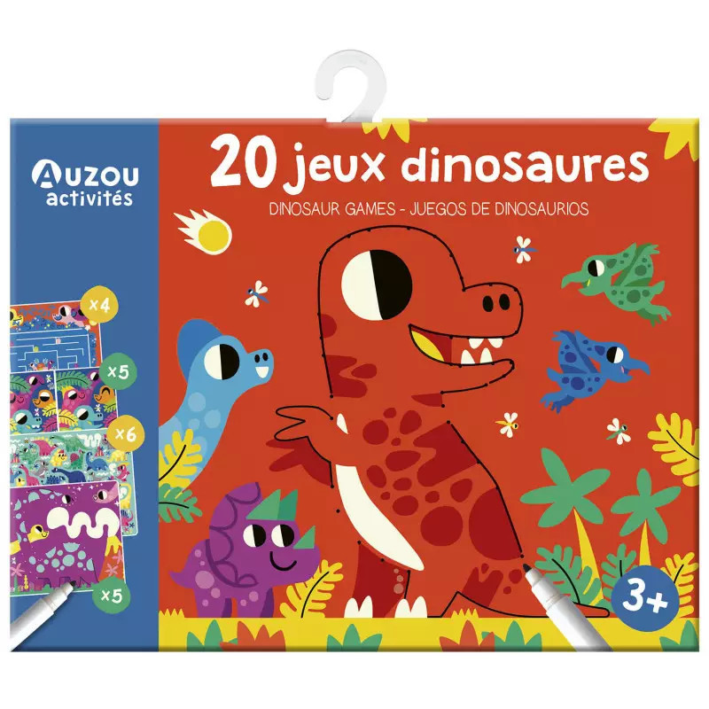 Letörölhető fejtörő feladatkártyák, Dinoszauruszok Auzou – fő nézet