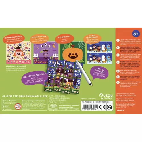 Letörölhető fejtörő feladatkártyák, Halloween Auzou