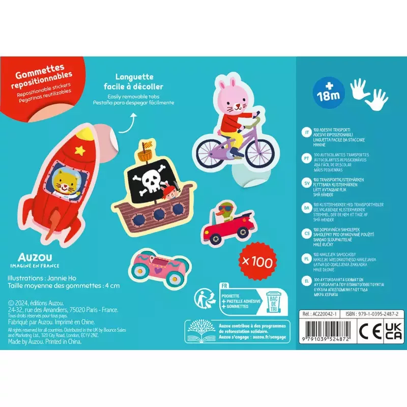 100 db-os matrica készlet, Közlekedési járművek Auzou alternatív kép 3