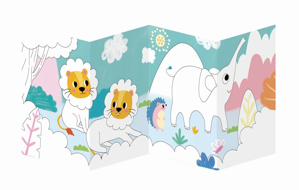 Avenir Kids® Oroszlános 3 az-1-ben zsírkréta készlet kiszínezhető poszterrel, 12 db-os Avenir, alternatív kép 2