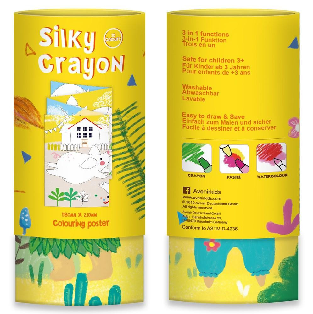 Avenir Kids® Oroszlános 3 az-1-ben zsírkréta készlet kiszínezhető poszterrel, 12 db-os Avenir, alternatív kép 4