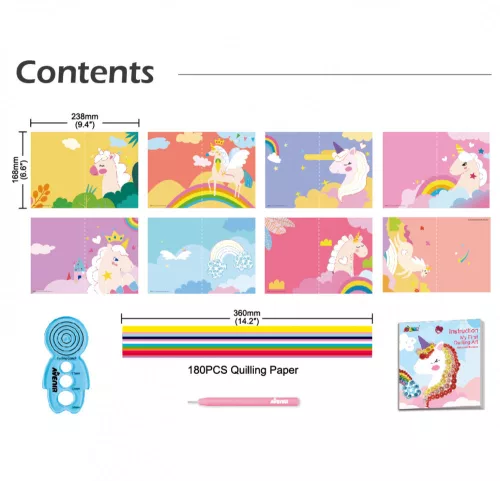 Üdvözlőkártya készítés quilling technikával, Unikornis Avenir