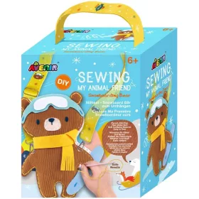   Varrható plüss vállpánttal, Maci snowboard deszkával Avenir