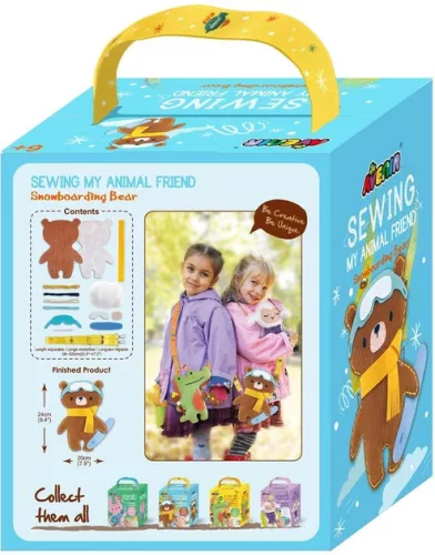 Varrható plüss vállpánttal, Maci snowboard deszkával Avenir