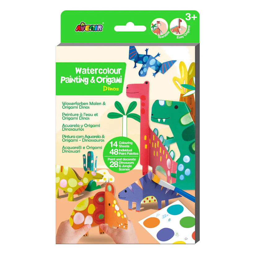Avenir Kids® Akvarell festő és origami készlet, Dinoszauruszok Avenir, fő nézet