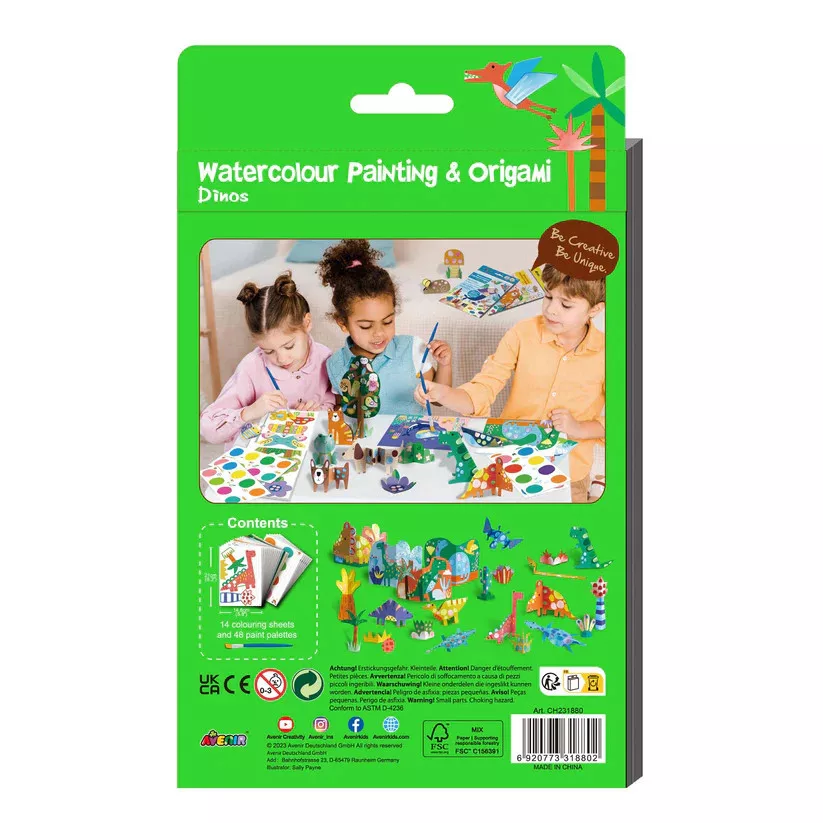 Akvarell festő és origami készlet, Dinoszauruszok Avenir alternatív kép 1