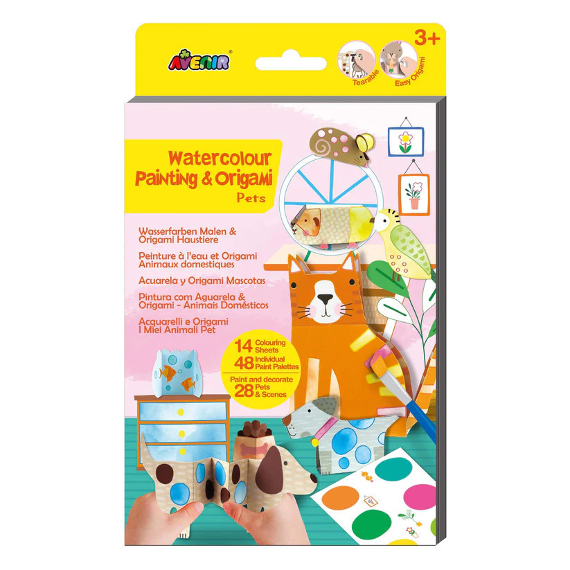 Avenir Kids® Akvarell festő és origami készlet, Háziállatok Avenir, fő nézet