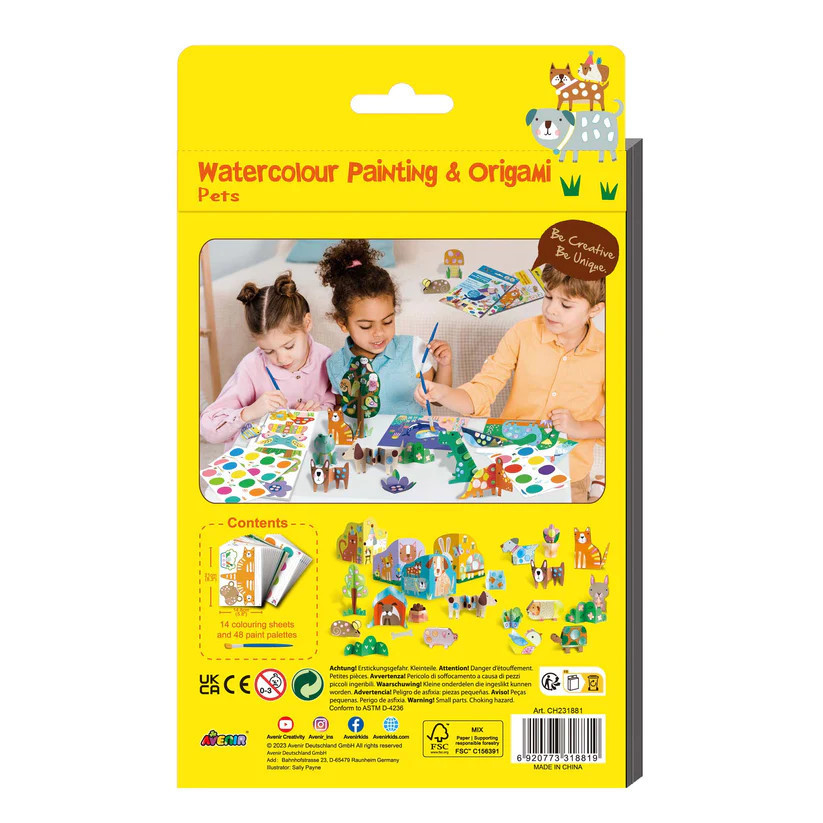 Avenir Kids® Akvarell festő és origami készlet, Háziállatok Avenir, alternatív kép 1