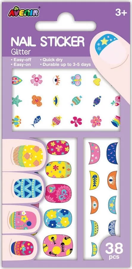 Csillogó körömmatrica szett, Virágok Avenir fő kép