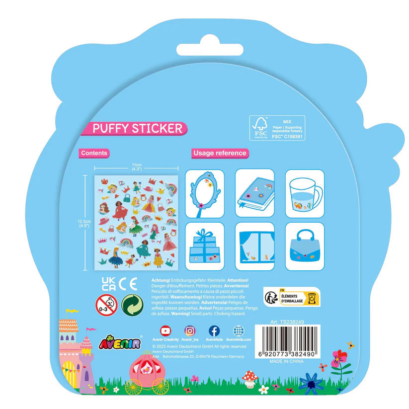 Avenir Kids® 3D csillogós matrica készlet, Hercegnők Avenir, alternatív kép 1
