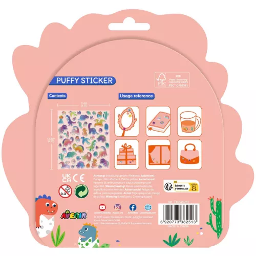 3D fényes matrica készlet, Dinoszauruszok Avenir