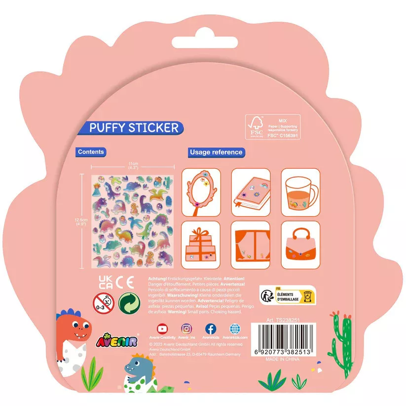 3D fényes matrica készlet, Dinoszauruszok Avenir alternatív kép 1