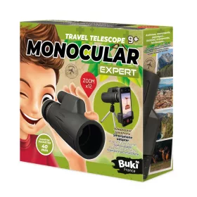 BUKI Profi monokulár távcső állvánnyal és mobiltartóval, 12x20 mm-es BUKI, 9–11 év, Többszínű
