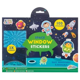   Újrahasználható 100 db-os ablakmatrica 2 db háttérrel, kétféle (világűr/unikornis) Grafix