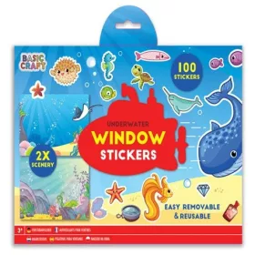   Újrahasználható 100 db-os ablakmatrica 2 db háttérrel, Óceán Grafix