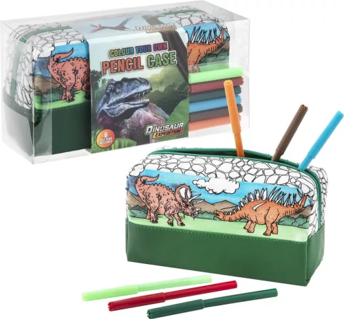 Moxy dinoszauruszos kiszínezhető tolltartó 6 db filctollal Grafix