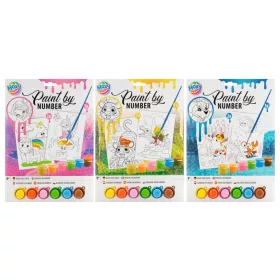   Festés számok szerint 6 db festékkel és ecsettel, többféle Grafix