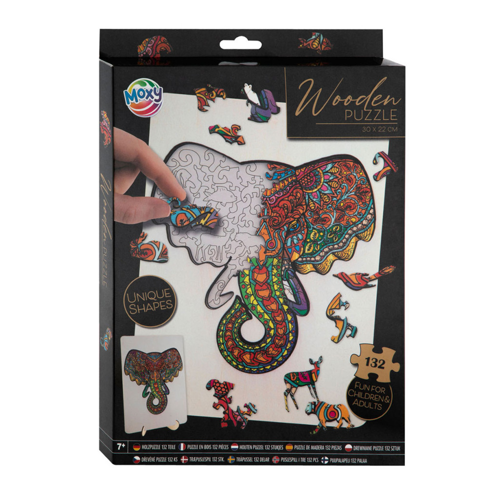Fa puzzle Elefánt, ÚJ 132 db-os Grafix – fő nézet