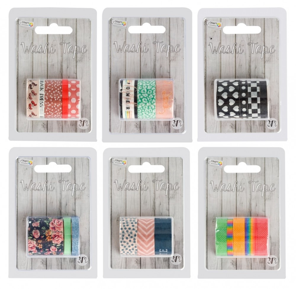 Washi tape dekor szalag 3db-os 3 méteres, többféle CraftArt – fő nézet