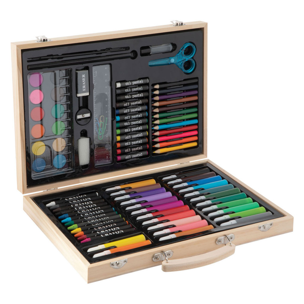 Rajzkészlet fa bőröndben 86 db-os CraftArt – alternatív kép 1