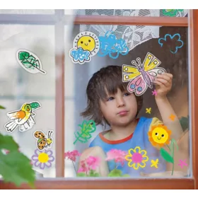   Ablakmatrica színező készlet, A dzsungel állatai Haku Yoka