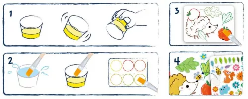 Első festő és matricázós készletem 4db kimosható festékkel, Erdei állatok Haku Yoka