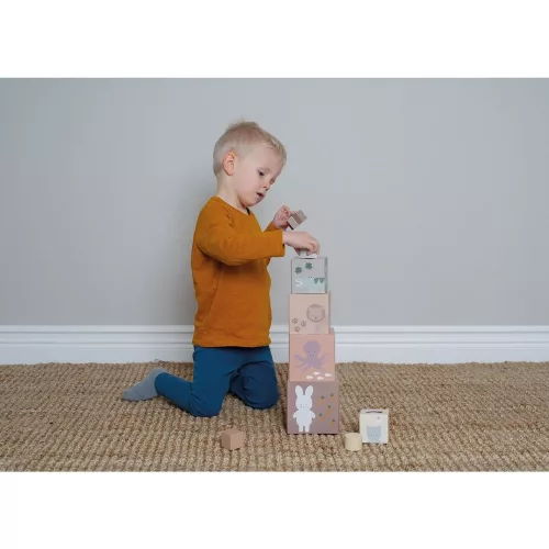 Toronyépítő kocka és formaválogató, natúr Jabadabado