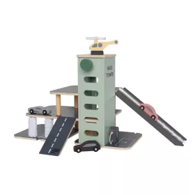   Emeletes fa parkolóház lifttel és járművekkel Jabadabado