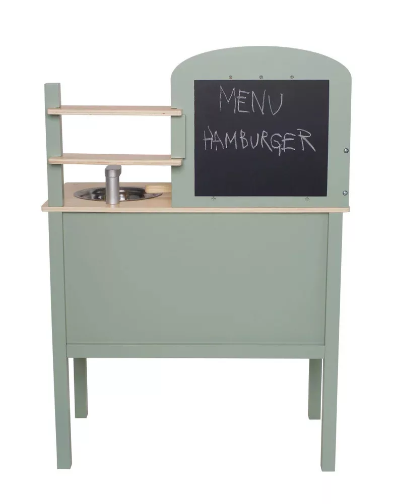 Fa játékkonyha kiegészítőkkel és kréta táblával, olivazöld Jabadabado alternatív kép 1