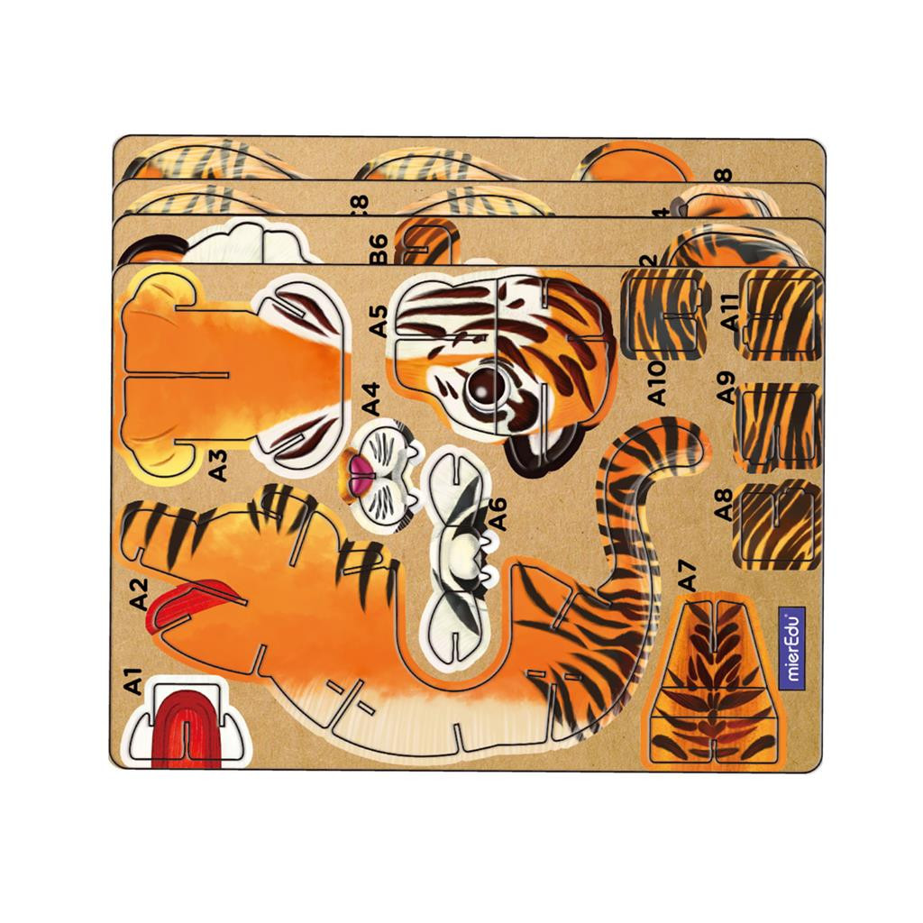 Hangot adó 3D állatos puzzle, Tigris MierEdu – alternatív kép 3