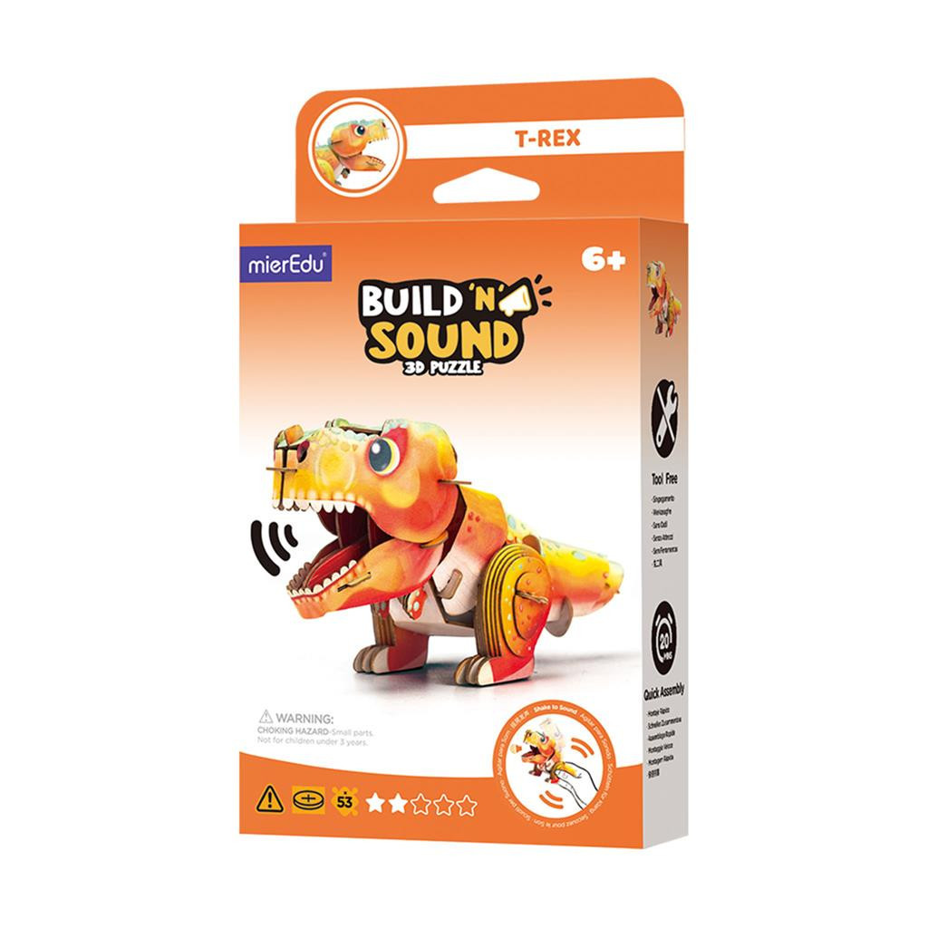 Hangot adó 3D állatos puzzle, T-rex MierEdu – fő nézet