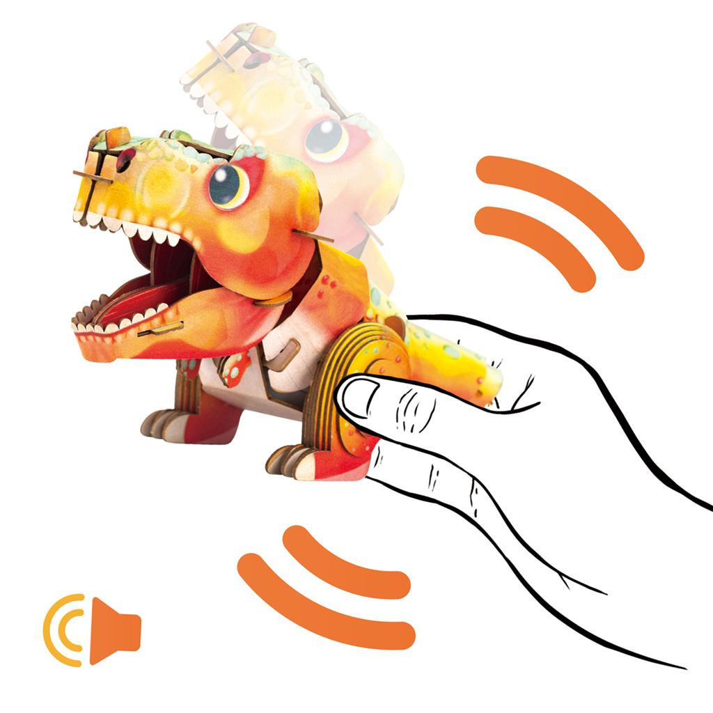 Hangot adó 3D állatos puzzle, T-rex MierEdu – alternatív kép 2