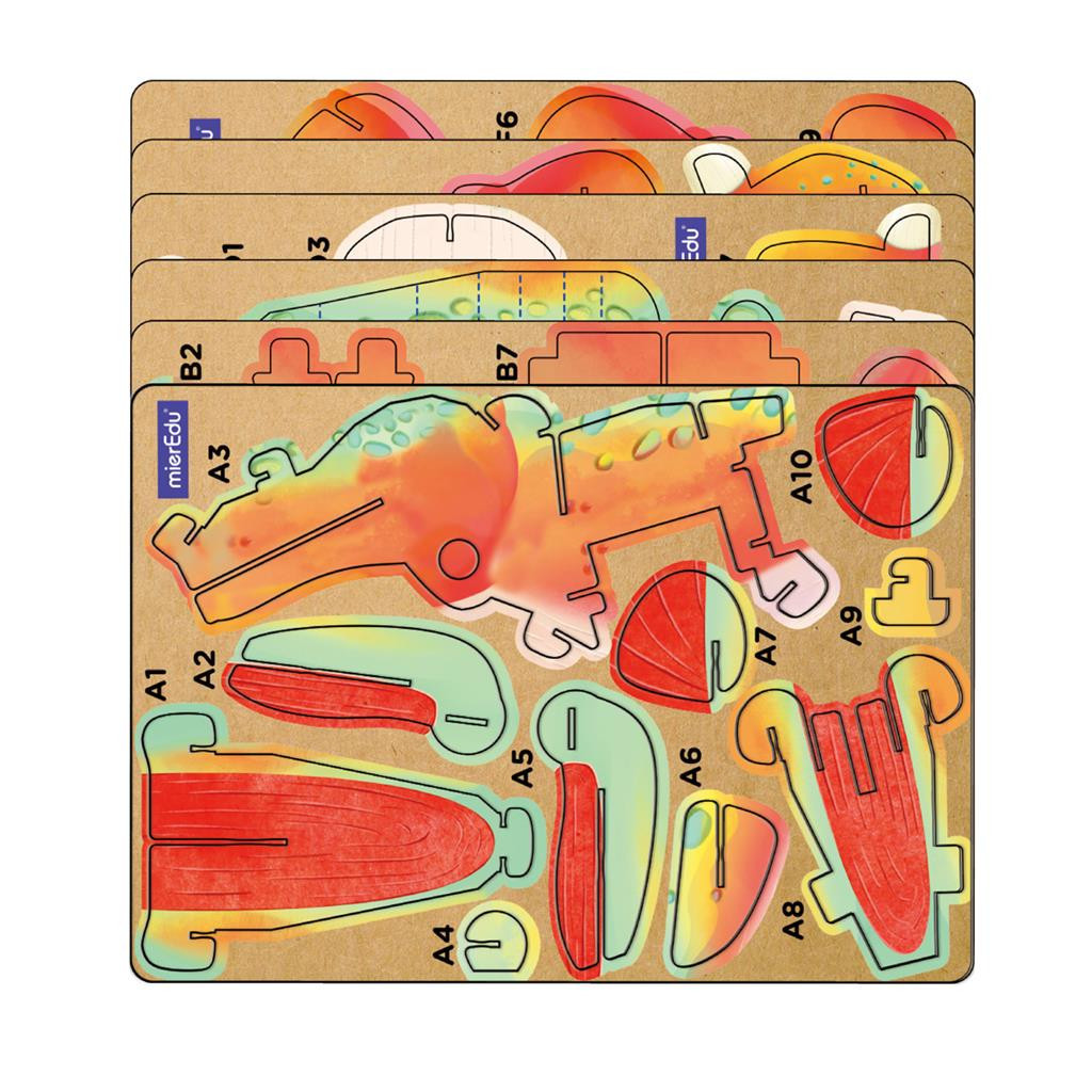 Hangot adó 3D állatos puzzle, T-rex MierEdu – alternatív kép 3