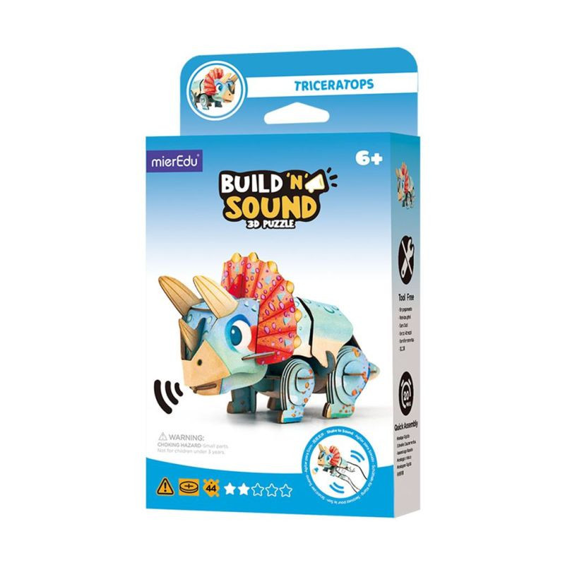 Hangot adó 3D állatos puzzle, Triceratops MierEdu – fő nézet