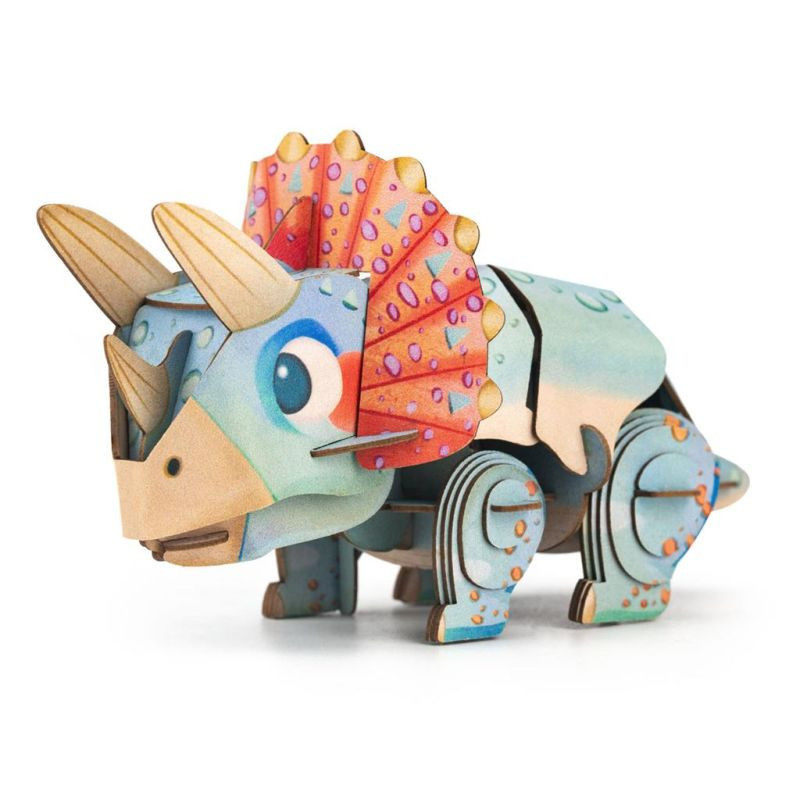 Hangot adó 3D állatos puzzle, Triceratops MierEdu – alternatív kép 1