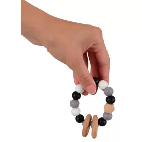   Szilikon és fa rágóka pasztell szürke gyöngyökkel Magni