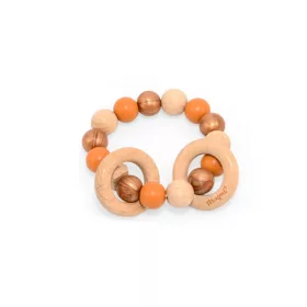   Színes rágóka szilikonból és fából, arany/narancssárga