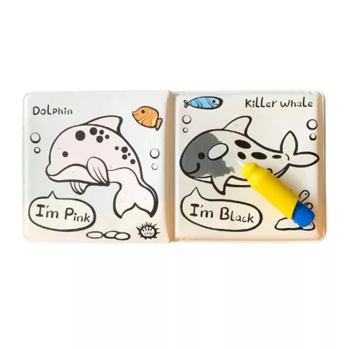 Fejlesztő fürdőkönyv színváltoztató oldalakkal, ecsettel és fürdőjátékkal Magni