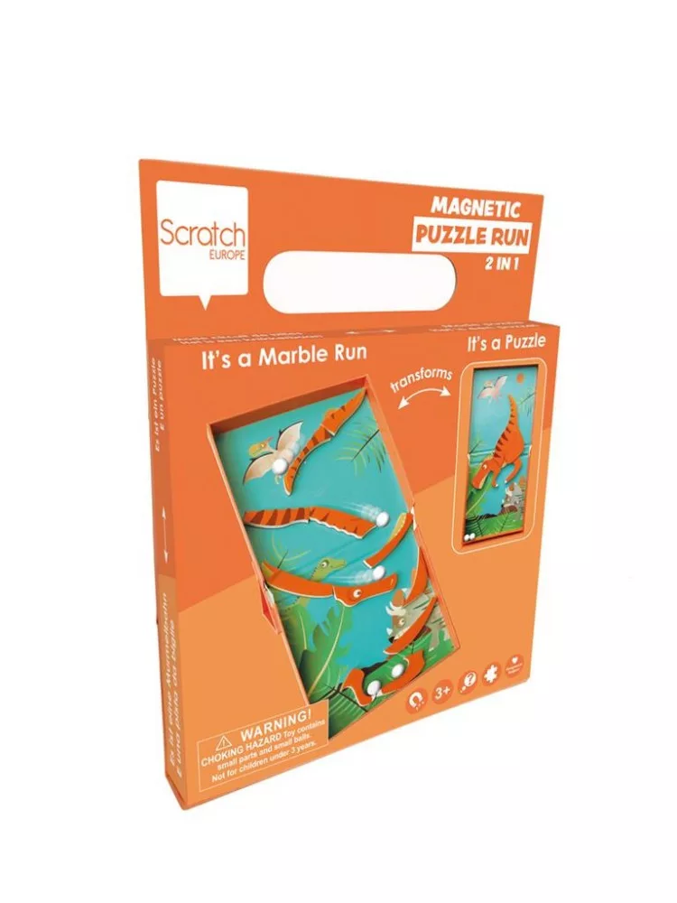 2 az 1-ben mágneses puzzle és golyófuttató játék, dinós Scratch Europe alternatív kép 1